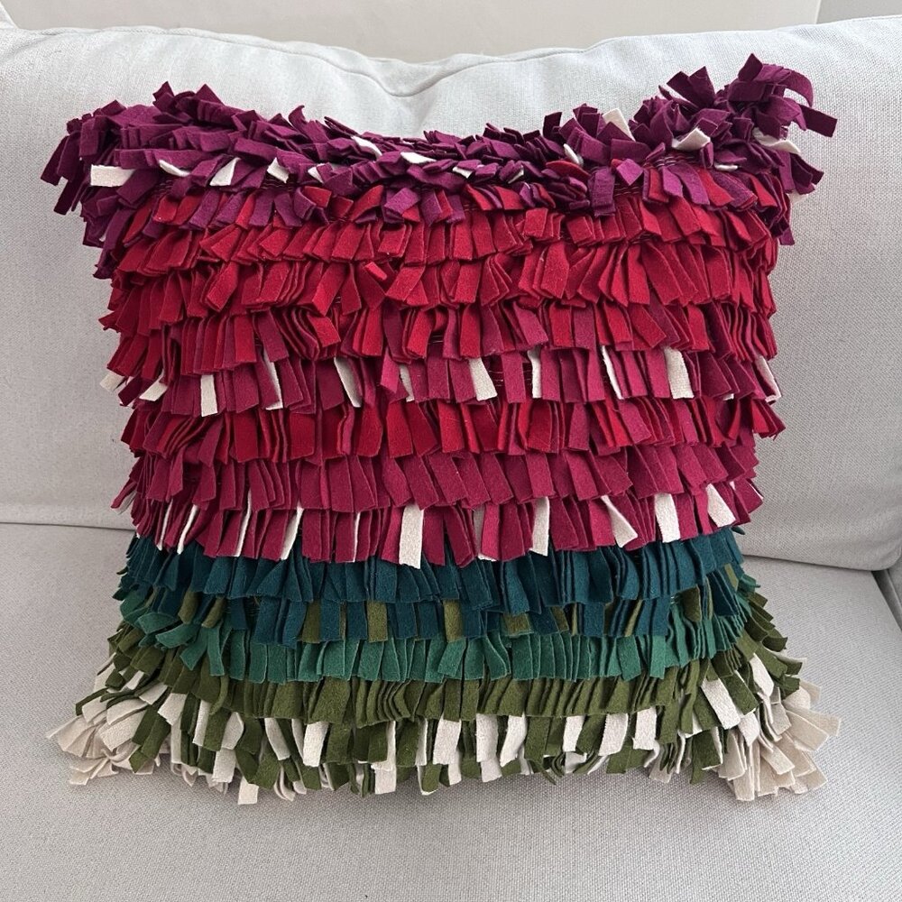 Crate & Barrel Multicolor Kringle Pillow Cover And Cushion Insert Cotton Wool